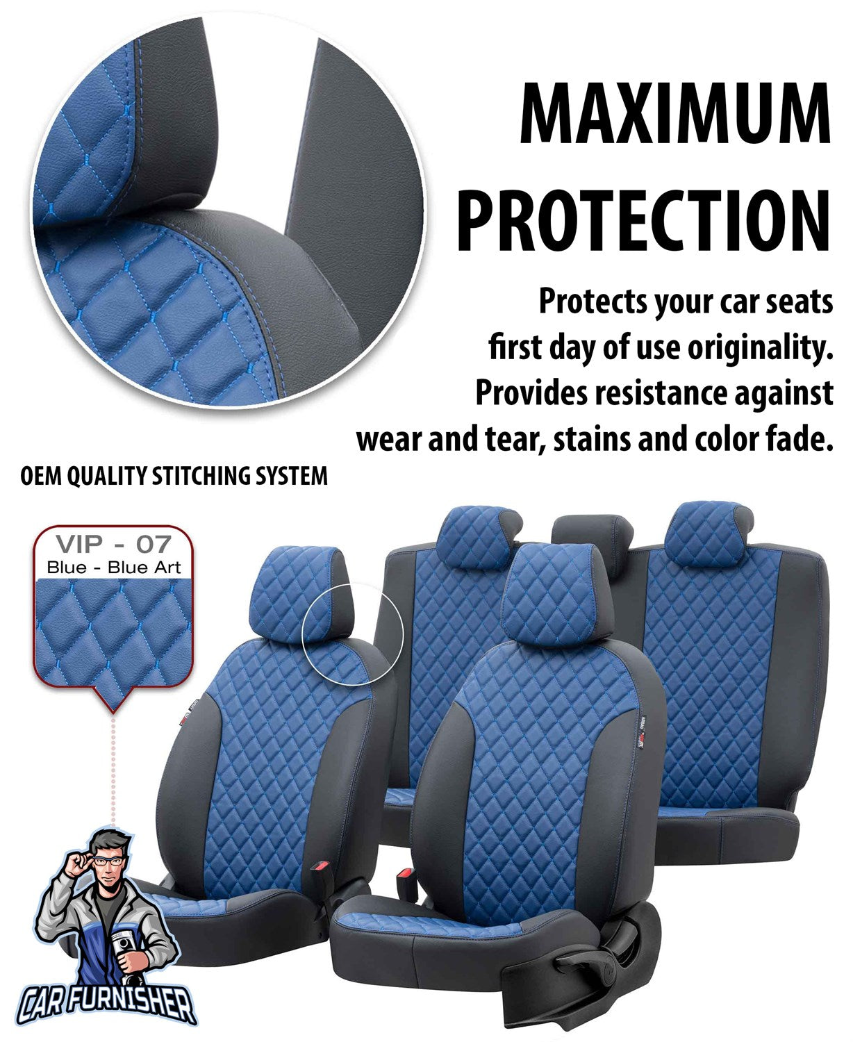 Geely Emgrand Seat Covers Madrid Leather Design Blue Leather