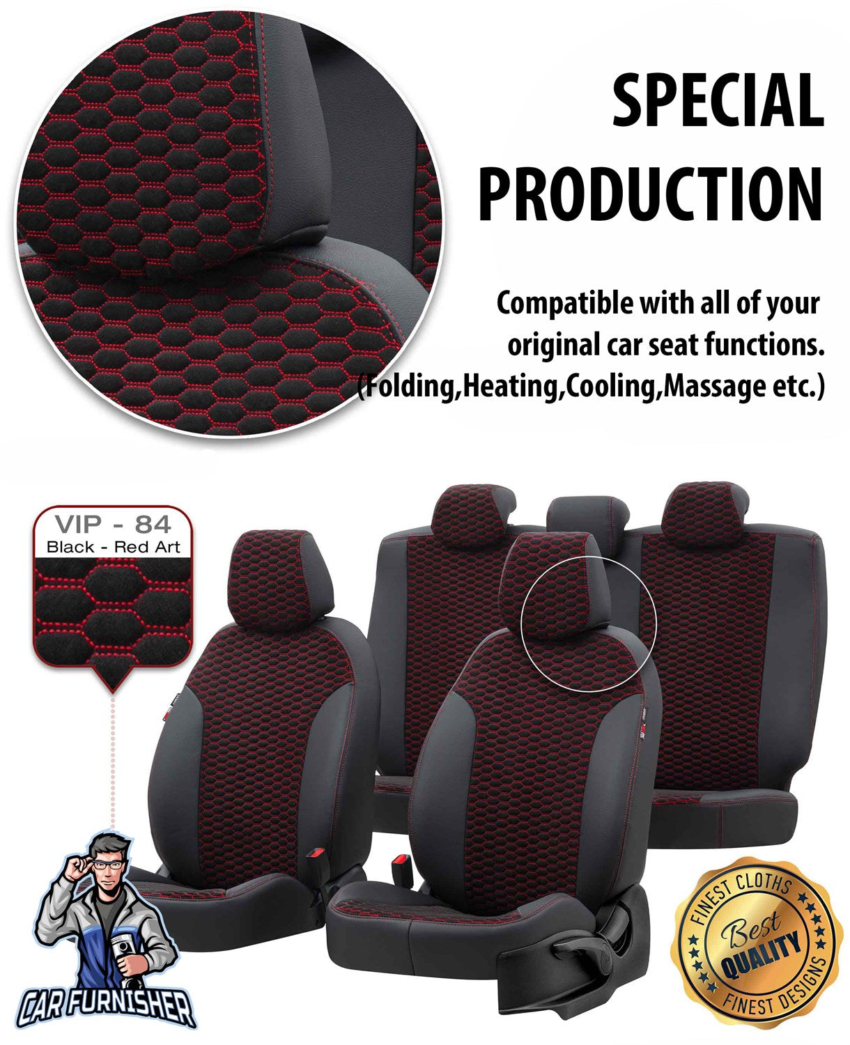 Geely Emgrand Seat Covers Tokyo Foal Feather Design Red Leather & Foal Feather