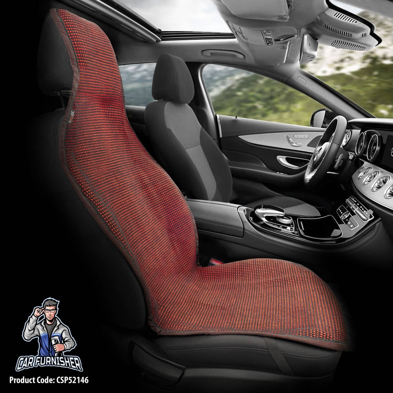 Hand Woven Car Seat Cushion & Seat Protector Natural Series Red 1x Front Seat Cotton & Fabric