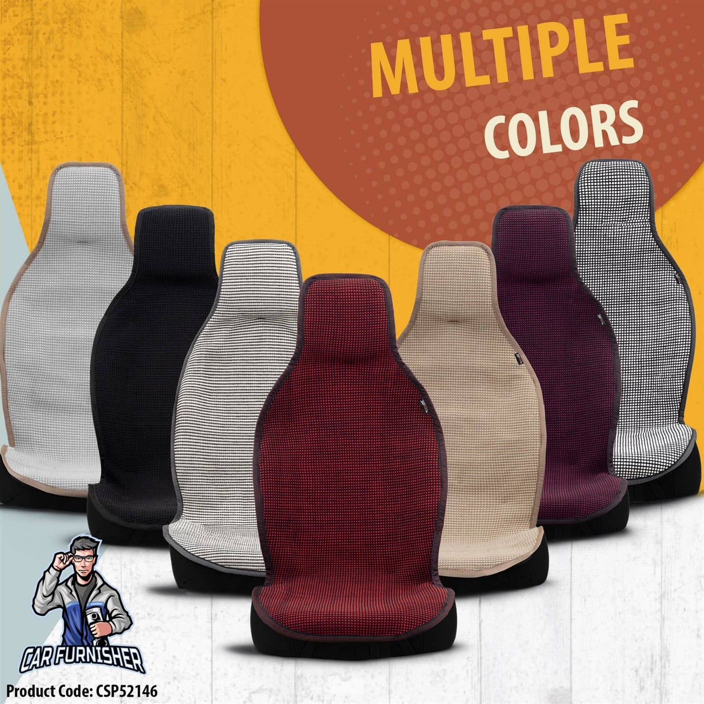 Hand Woven Car Seat Cushion & Seat Protector Natural Series Gray 1x Front Seat Cotton & Fabric