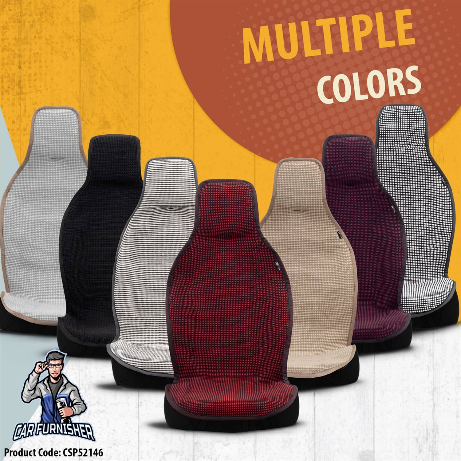 Hand Woven Car Seat Cushion & Seat Protector Natural Series Gray 1x Front Seat Cotton & Fabric