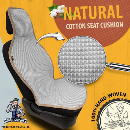 Hand Woven Car Seat Cushion & Seat Protector Natural Series Light Gray 1x Front Seat Cotton & Fabric