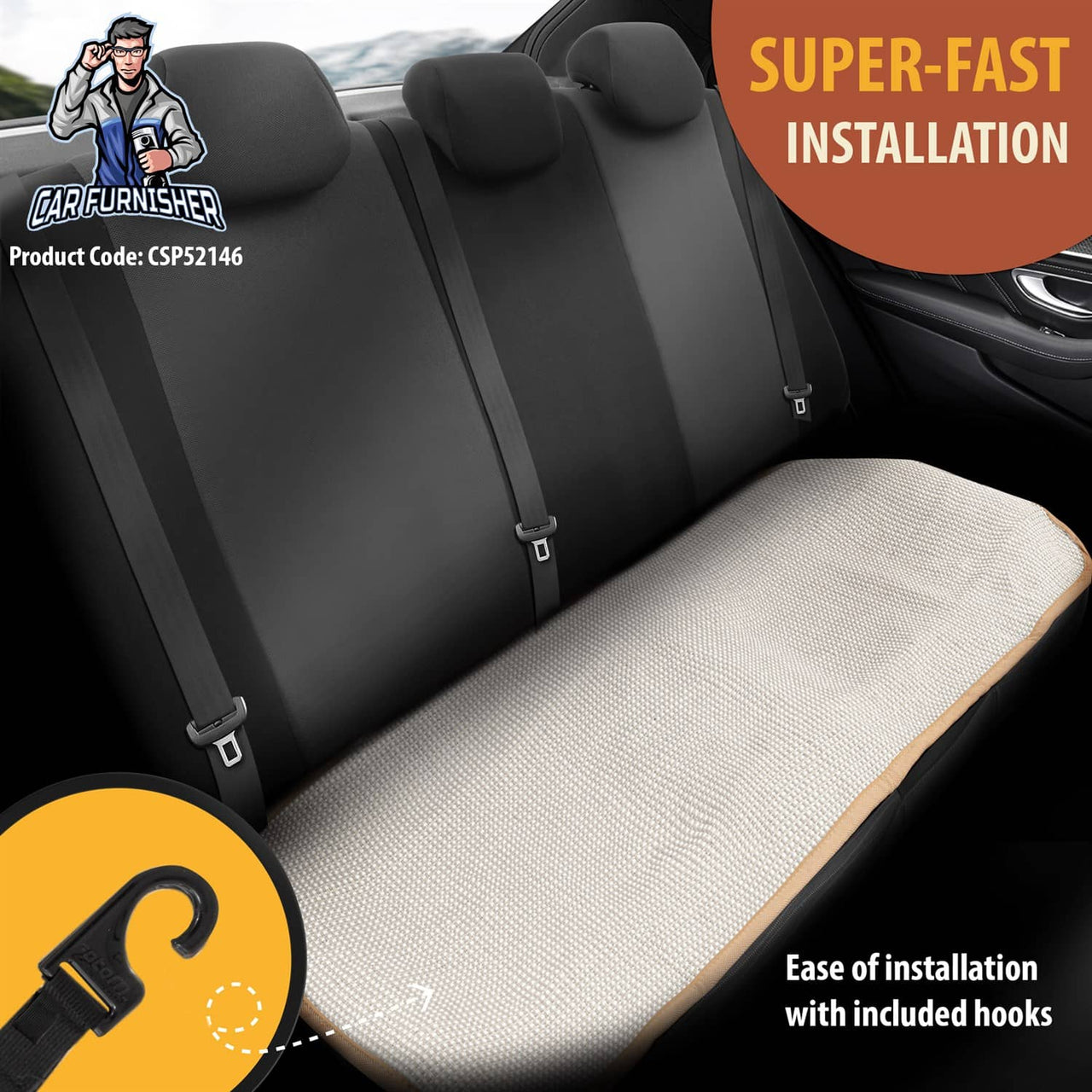 Hand Woven Car Seat Cushion & Seat Protector Natural Series