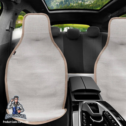Hand Woven Car Seat Cushion & Seat Protector Natural Series Light Gray Full Set (2x Front+1x Back) Cotton & Fabric