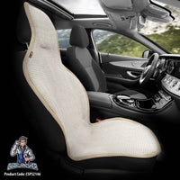 Thumbnail for Hand Woven Car Seat Cushion & Seat Protector Natural Series Light Beige 1x Front Seat Cotton & Fabric