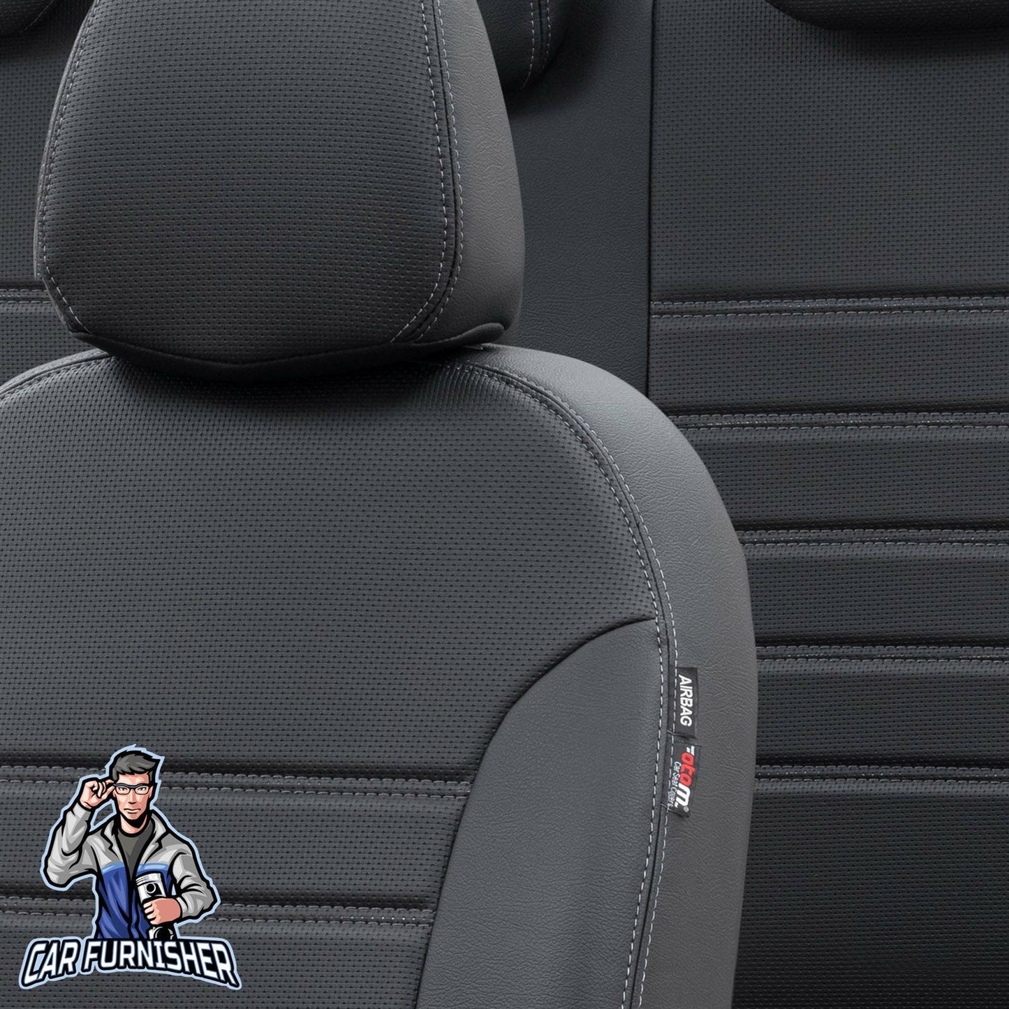 Honda CRV Seat Covers New York Leather Design Black Leather