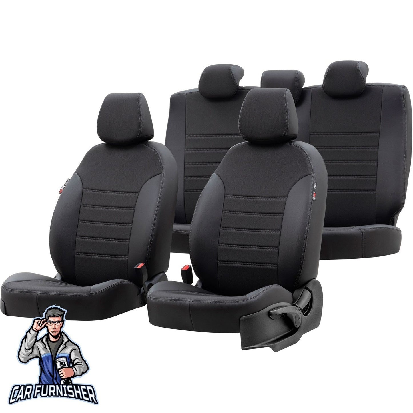 Honda CRV Seat Covers Paris Leather & Jacquard Design Black Leather & Jacquard Fabric
