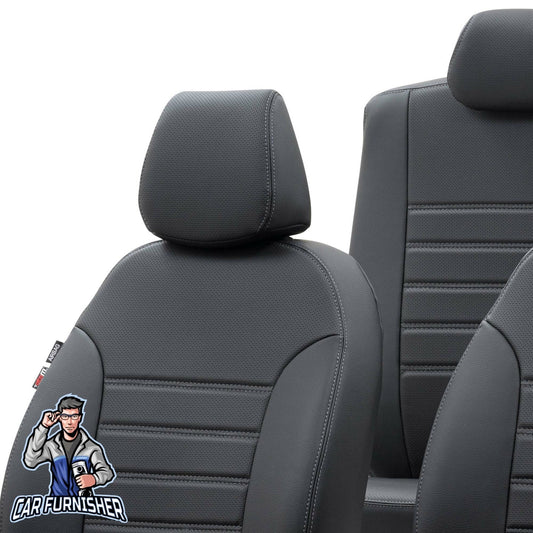 Honda City Car Seat Covers 2006-2012 New York Design Black Full Set (5 Seats + Handrest) Leather & Fabric
