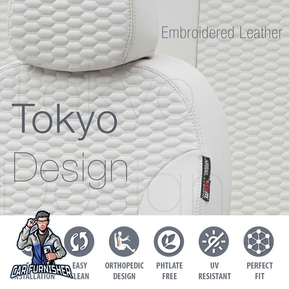 Honda City Seat Covers Tokyo Leather Design Dark Gray Leather