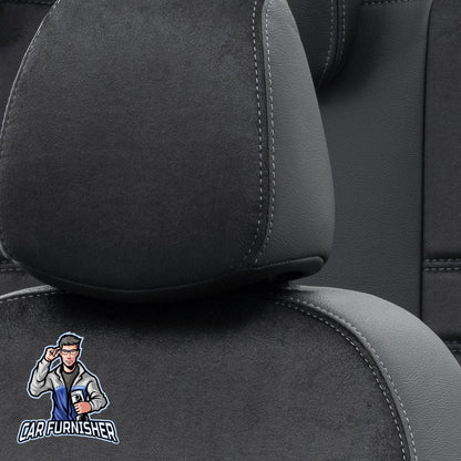 Honda Civic Seat Covers Milano Suede Design Black Leather & Suede Fabric