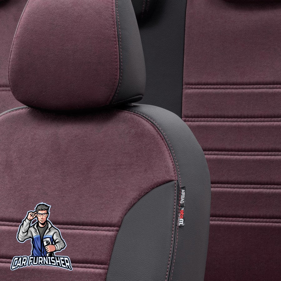 Honda Civic Seat Covers Milano Suede Design Burgundy Leather & Suede Fabric