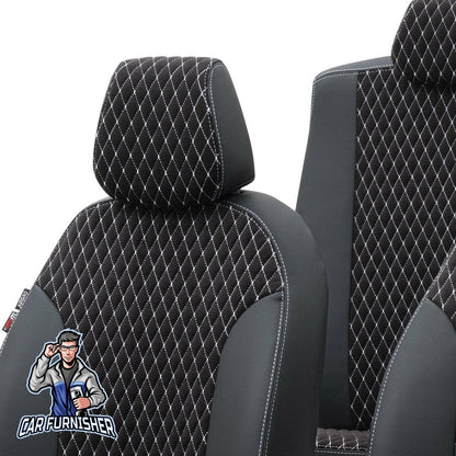 Hyundai Accent Seat Covers Amsterdam Foal Feather Design Dark Gray Leather & Foal Feather