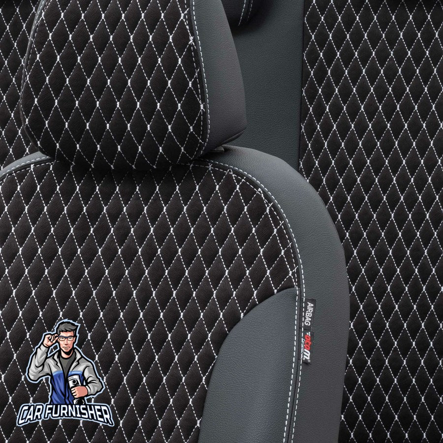 Hyundai Getz Seat Covers Amsterdam Foal Feather Design Dark Gray Leather & Foal Feather