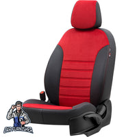 Thumbnail for Hyundai Getz Seat Covers London Foal Feather Design Red Leather & Foal Feather