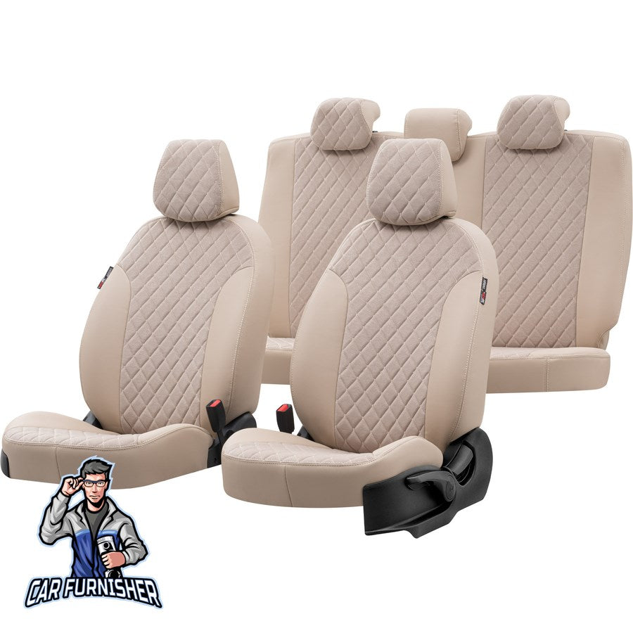 Hyundai Getz Seat Covers Madrid Foal Feather Design Beige Leather & Foal Feather