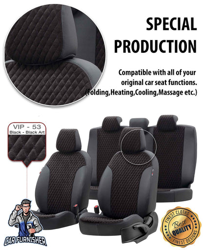 Hyundai H-200 Seat Covers Amsterdam Foal Feather Design Dark Gray Leather & Foal Feather