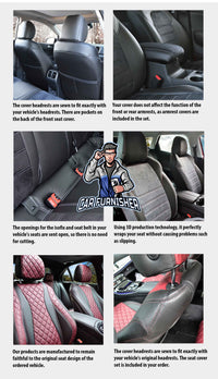 Thumbnail for Hyundai H-100 Seat Covers Paris Leather & Jacquard Design Blue Leather & Jacquard Fabric