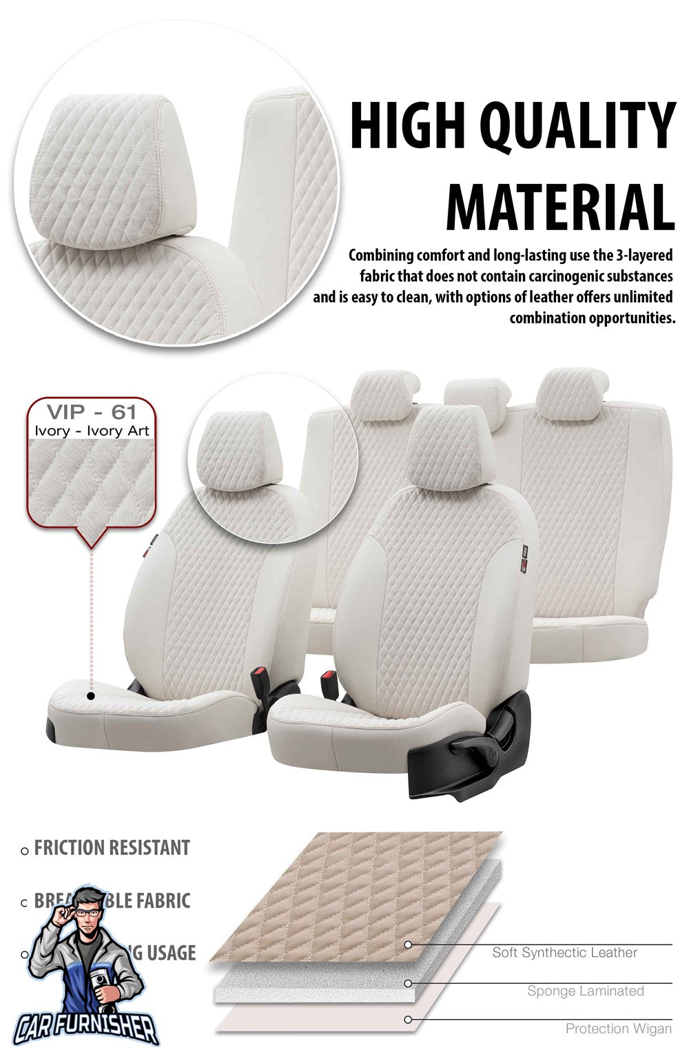 Hyundai H1 Seat Covers Amsterdam Foal Feather Design Ivory Leather & Foal Feather