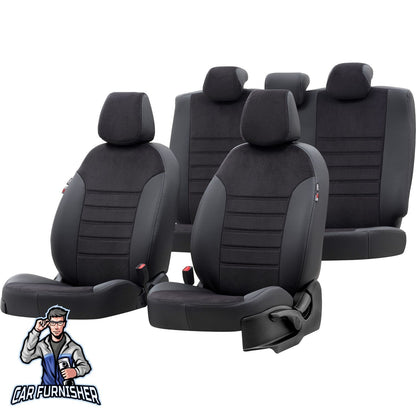 Hyundai H1 Seat Covers London Foal Feather Design Black Leather & Foal Feather