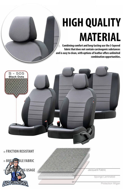 Hyundai H1 Seat Covers Paris Leather & Jacquard Design Black Leather & Jacquard Fabric
