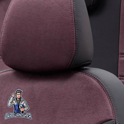 Hyundai i10 Seat Covers Milano Suede Design Burgundy Leather & Suede Fabric