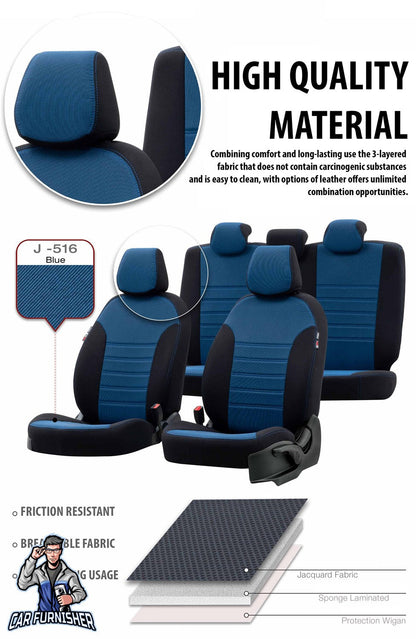 Hyundai i10 Seat Covers Original Jacquard Design Blue Jacquard Fabric
