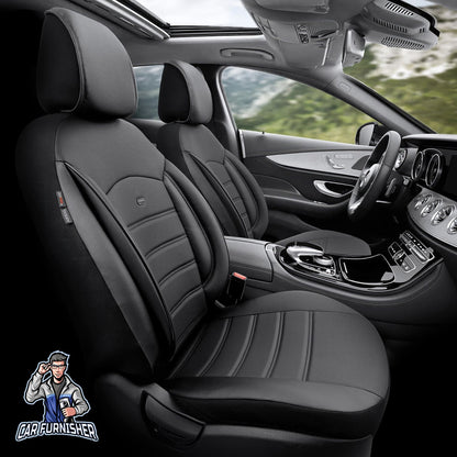 Mercedes 190 Seat Covers Inspire Design Black 5 Seats + Headrests (Full Set) Full Leather