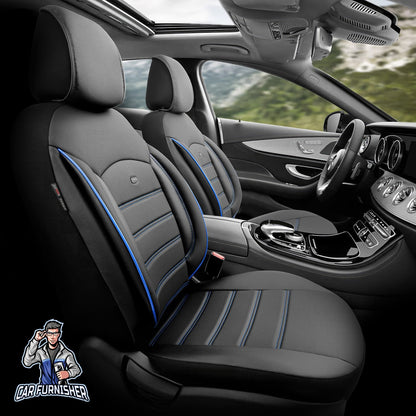Car Seat Cover Set - Inspire Design Blue 5 Seats + Headrests (Full Set) Full Leather