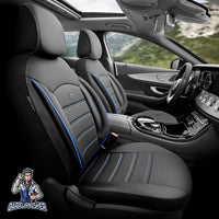 Thumbnail for Car Seat Cover Set - Inspire Design Blue 5 Seats + Headrests (Full Set) Leather & Fabric