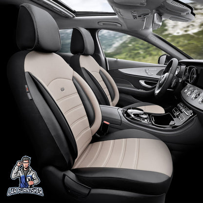 Mercedes 190 Seat Covers Inspire Design Dark Beige 5 Seats + Headrests (Full Set) Full Leather