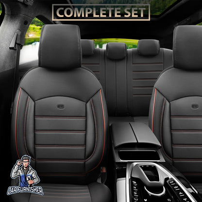 Car Seat Cover Set - Inspire Design Dark Red 5 Seats + Headrests (Full Set) Full Leather