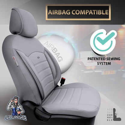 Car Seat Cover Set - Inspire Design Gray 5 Seats + Headrests (Full Set) Full Leather