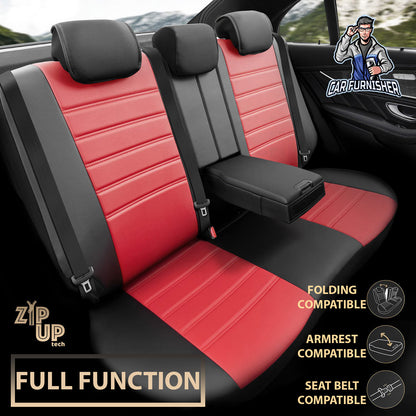 Car Seat Cover Set - Inspire Design Red 5 Seats + Headrests (Full Set) Full Leather