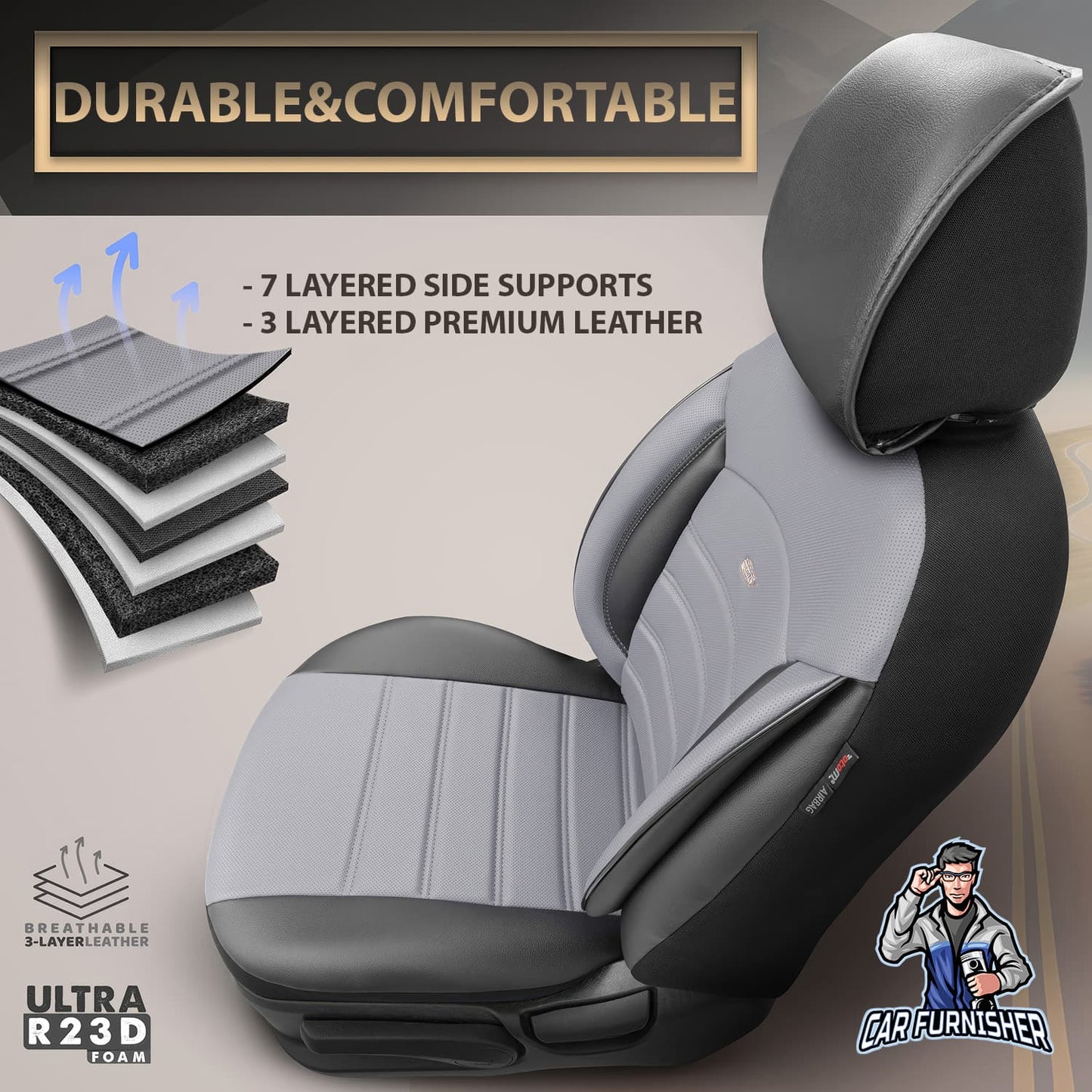Mercedes 190 Seat Covers Inspire Design Smoked 5 Seats + Headrests (Full Set) Full Leather