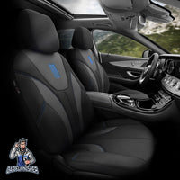 Thumbnail for Audi Q2 Seat Covers Iron Design Blue 5 Seats + Headrests (Full Set) Leather & Cotton Fabric