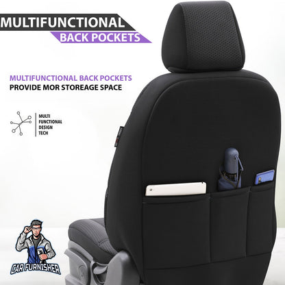 Mercedes 190 Seat Covers Iron Design Gray 5 Seats + Headrests (Full Set) Leather & Cotton Fabric
