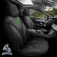 Thumbnail for Audi A4 Seat Covers Iron Design Green 5 Seats + Headrests (Full Set) Leather & Cotton Fabric