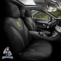 Thumbnail for Audi A5 Seat Covers Iron Design Yellow 5 Seats + Headrests (Full Set) Leather & Cotton Fabric