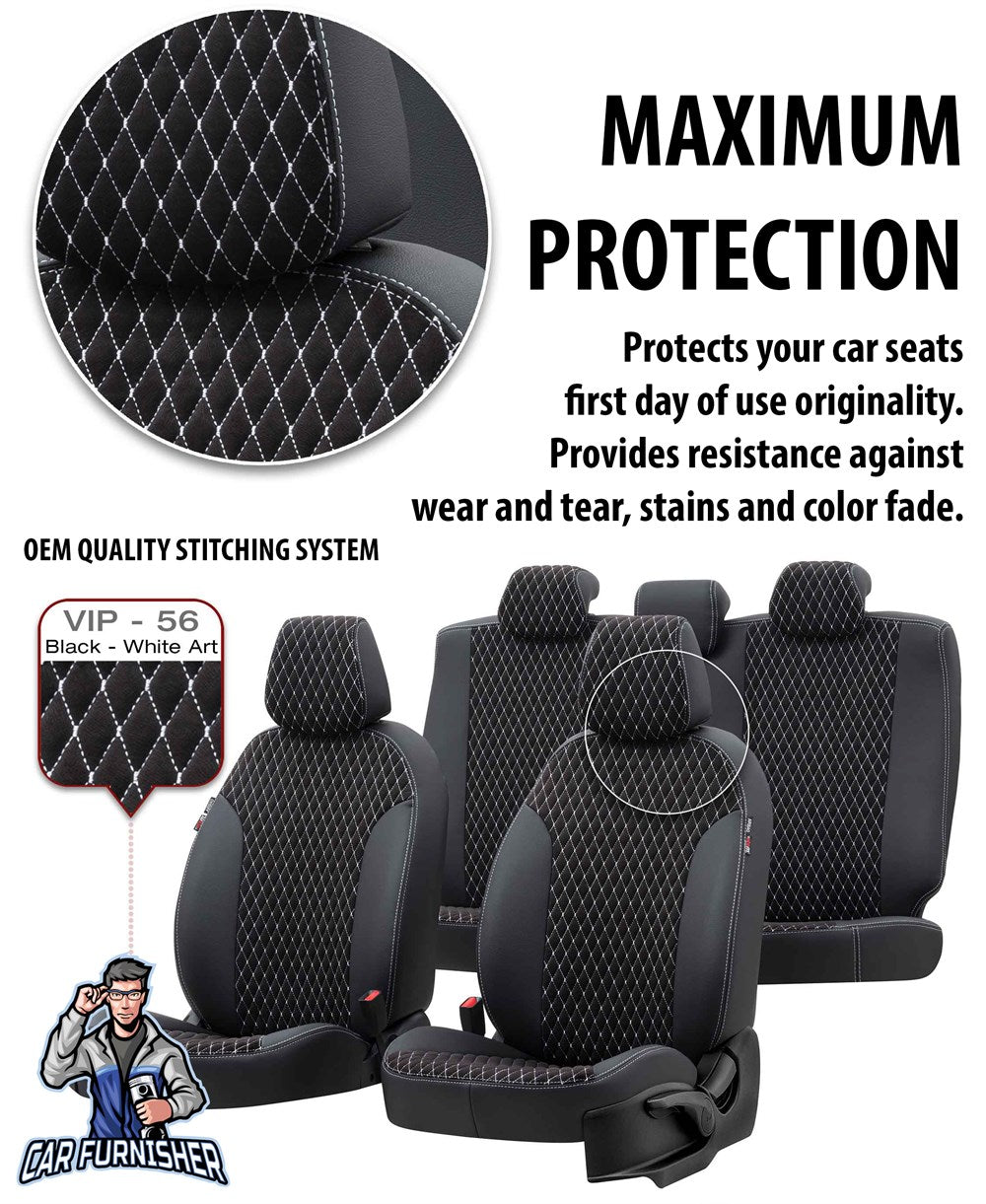 Isuzu D-Max Seat Covers Amsterdam Foal Feather Design Dark Gray Leather & Foal Feather