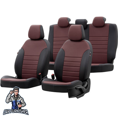 Isuzu N-Wide Seat Covers Istanbul Leather Design Burgundy Leather