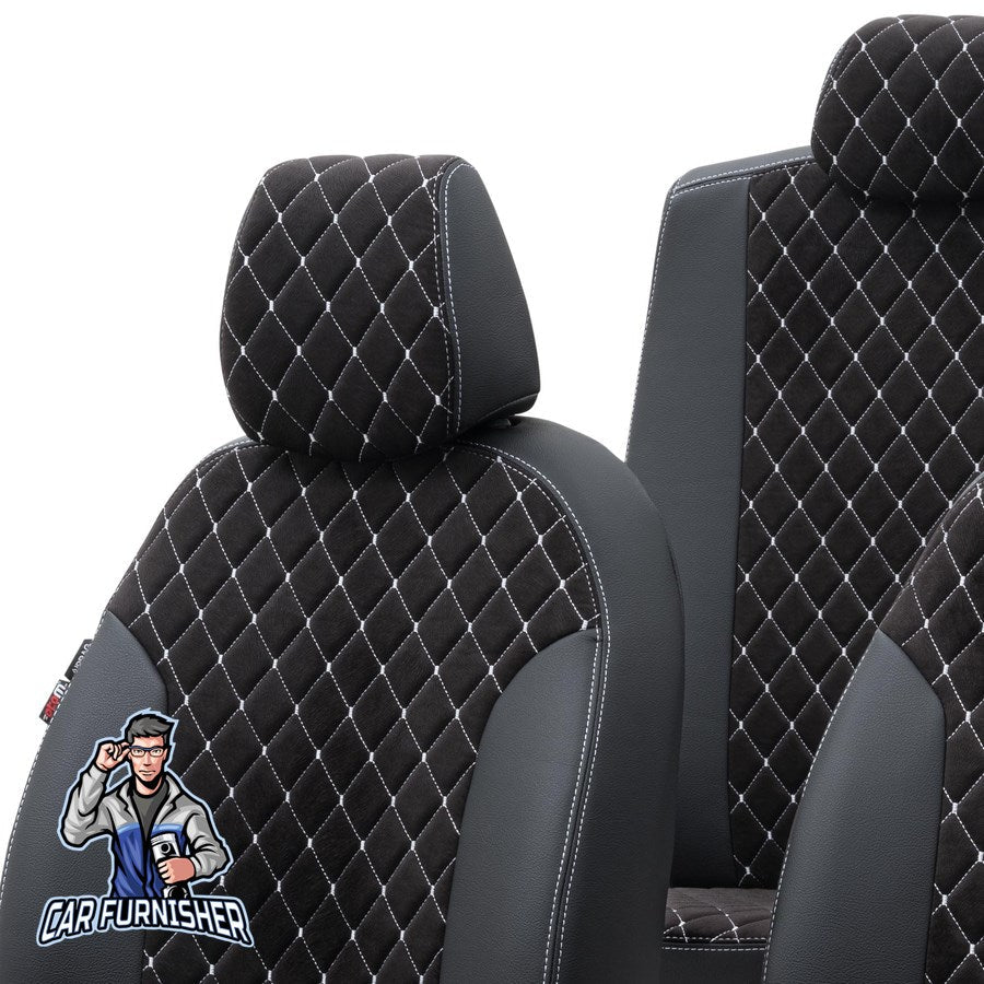 Isuzu N-Wide Seat Covers Madrid Foal Feather Design Dark Gray Leather & Foal Feather