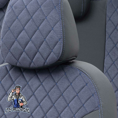 Isuzu N-Wide Seat Covers Madrid Foal Feather Design Blue Leather & Foal Feather