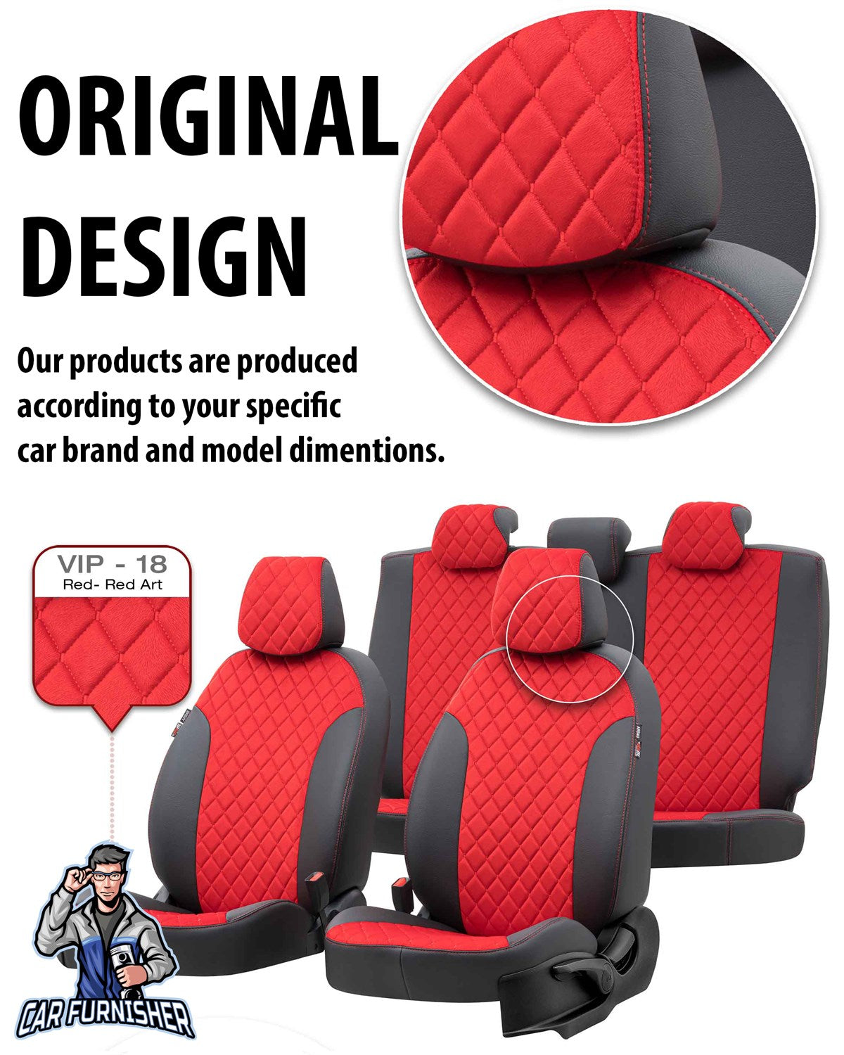 Isuzu N-Wide Seat Covers Madrid Foal Feather Design Red Leather & Foal Feather