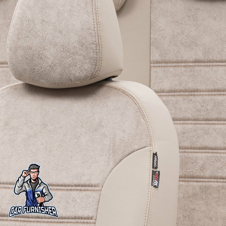 Isuzu N-Wide Seat Covers Milano Suede Design Beige Leather & Suede Fabric