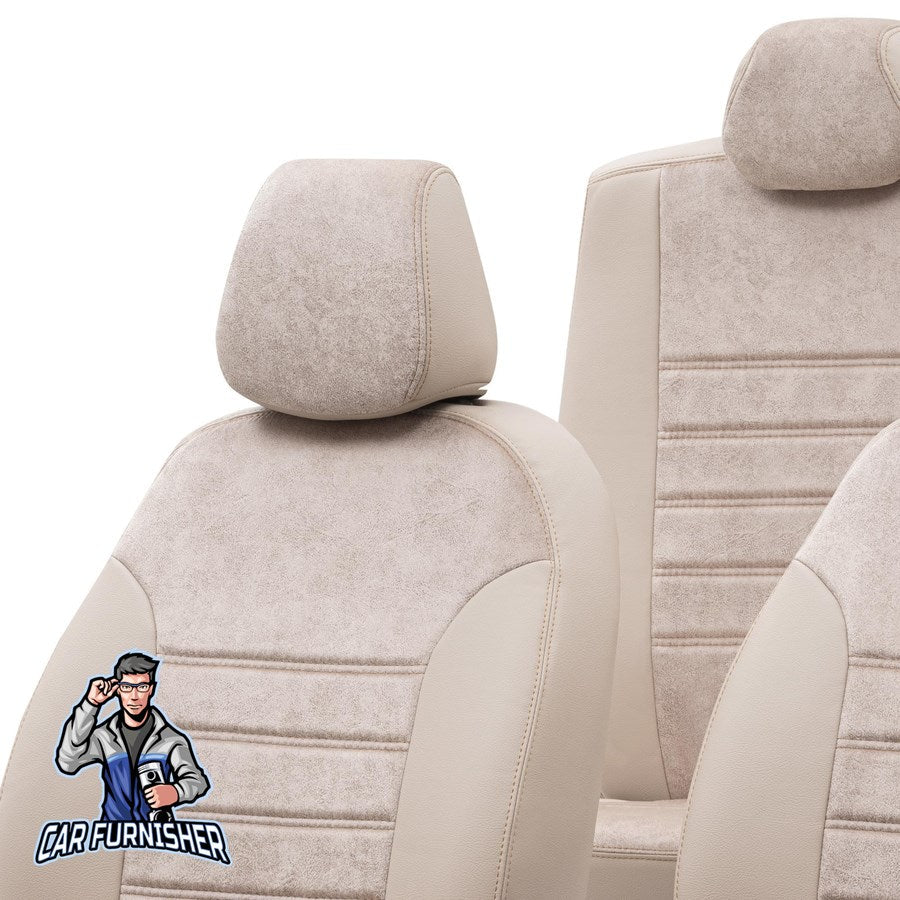 Isuzu N-Wide Seat Covers Milano Suede Design Beige Leather & Suede Fabric