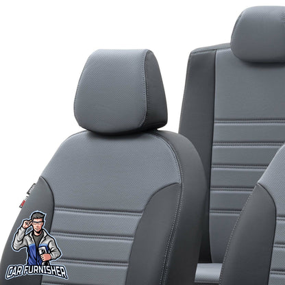 Isuzu N-Wide Seat Covers New York Leather Design Smoked Black Leather