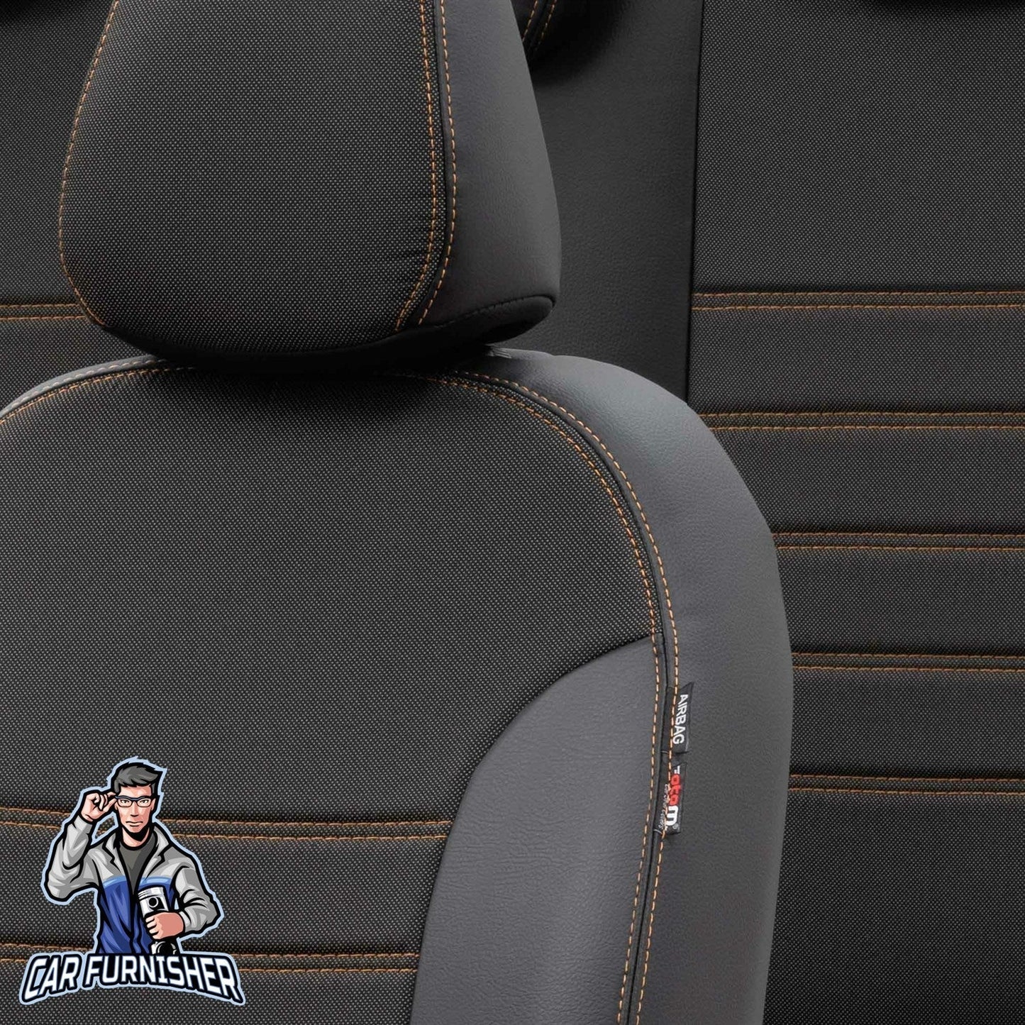 Isuzu N-Wide Seat Covers Paris Leather & Jacquard Design Dark Beige Leather & Jacquard Fabric