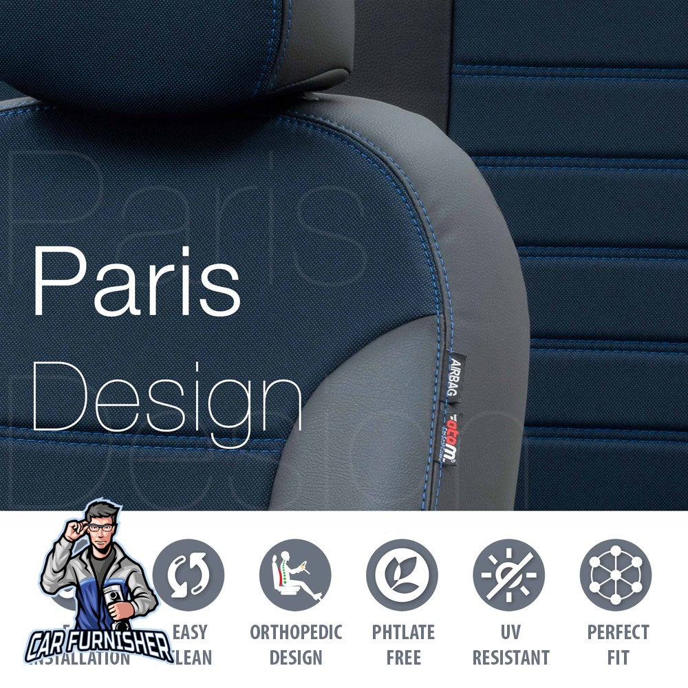 Isuzu Nkr Seat Covers Paris Leather & Jacquard Design Black Leather & Jacquard Fabric