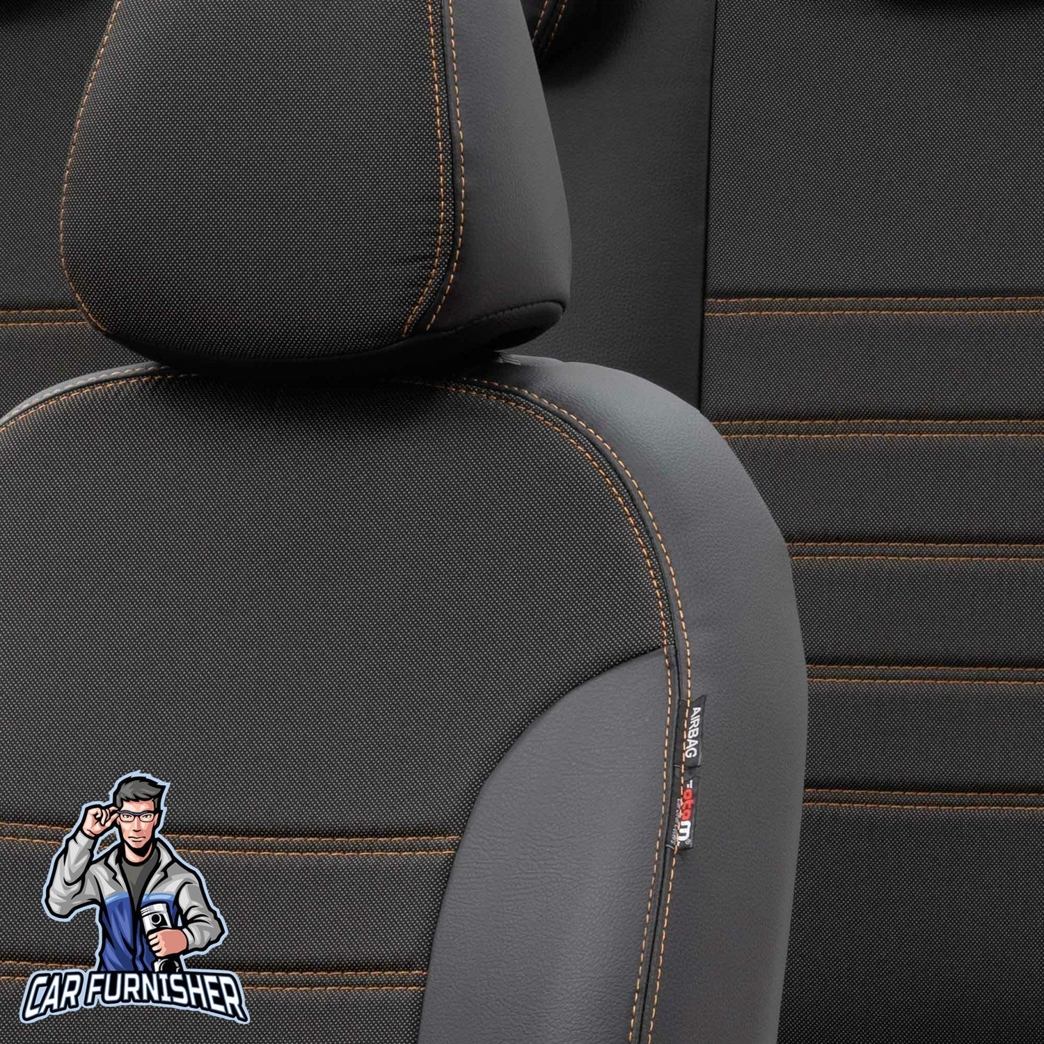 Isuzu Nkr Seat Covers Paris Leather & Jacquard Design Dark Beige Leather & Jacquard Fabric
