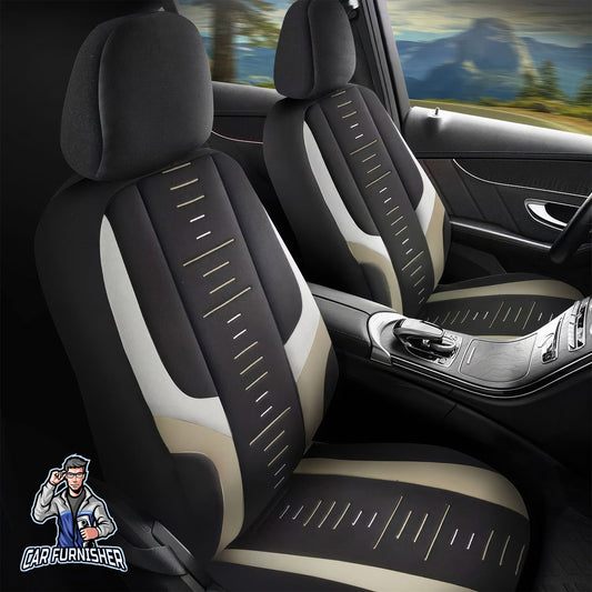 Mercedes 190 Seat Covers Kiev Design Beige 5 Seats + Headrests (Full Set) Lacoste Fabric